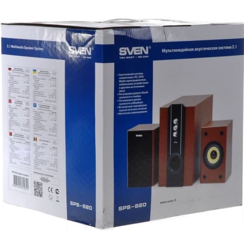 Колонки 2.1 SVEN SPS-820 формат акустики-2.1, 38 Вт