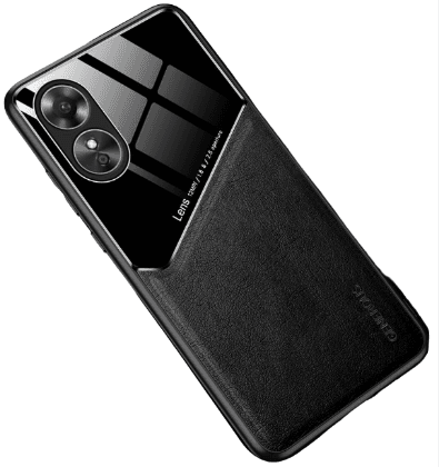 Чехол для Oppo A17, черный глянец под кожу