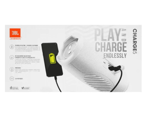 Портативная колонка JBL Charge 5, белый, 40 вт.