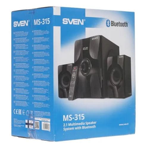 Колонки SVEN MS-315 черный, 2.1, 46 Вт, ПДУ, BT, USB, AUX, FM, МДФ