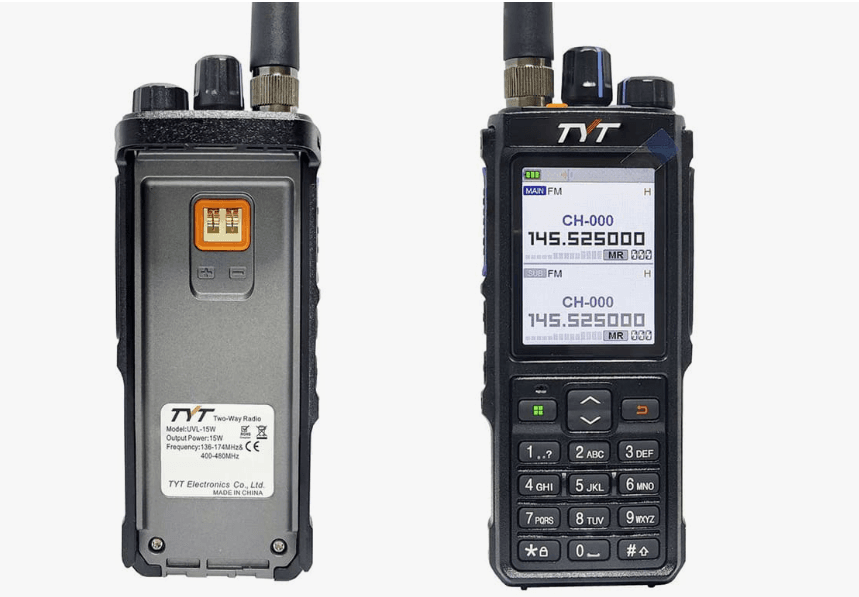Рация TYT UVL-15W, VHF/UHF, до 15 Вт, GPS, Bluetooth,USB Type-C, FM-радио, IP54, до 20 км, 3800 мАч
