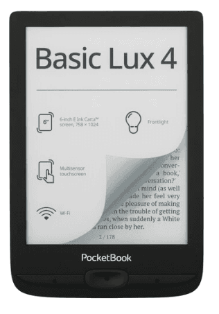 Электронная книга PocketBook 618 Basic Lux 4 черный, 6", 758x1024, E-Ink Carta, сенсор, подсветка, Wi-Fi, 1300 мА*ч