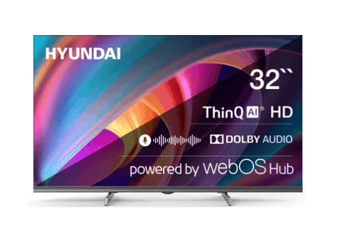 32" (81 см) Телевизор LED, Hyundai H-LED32BS5100, Smart TV, WebOS, LED, 1366 x 768, HD, 60 Гц, Wi-Fi, Bluetooth, HDMI х 2, USB х 1 шт, 200 x 200, 2 x 8 Вт